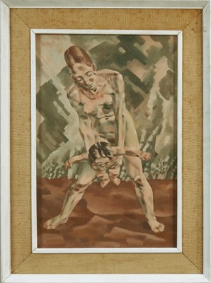 Lot 1189 - Francis Plummer (1930-2019) oil on board - mother swinging her child, unsigned, framed, 60cm x 41cm