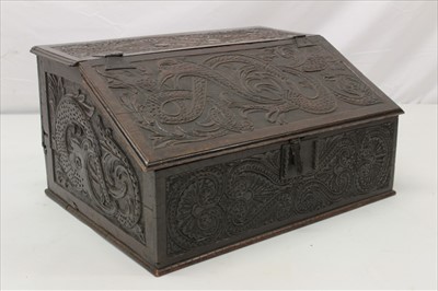 Lot 1258 - Good decorative 17th century and later carved oak bible box