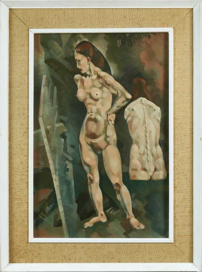 Lot 1192 - Francis Plummer (1930-2019) oil on board - standing female, unsigned, framed, 60cm x 39cm