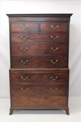 Lot 1262 - Good George III mahogany chest on chest