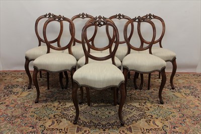 Lot 1266 - Set of eight Victorian mahogany hoop back dining chairs