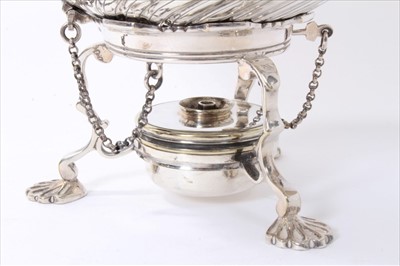 Lot 325 - Victorian silver plated kettle on stand of bullet form