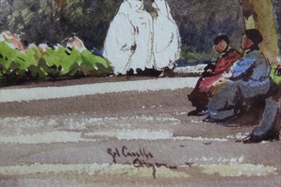 Lot 1138 - Gabriel Carelli (1820-1900) pen and brown ink, watercolour and body colour - The Old Villa of the Phare, Algiers, signed and inscribed, further signed, dated 1883 and inscribed to mount, in glazed...