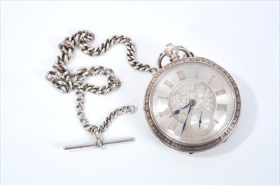 Lot 582 - Large silver open face pocket watch