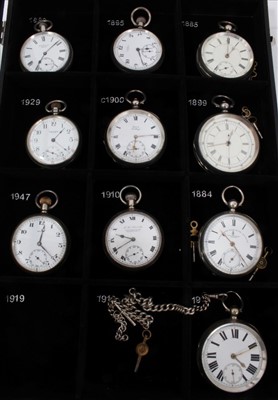 Lot 583 - Collection ten Victorian and later silver pocket watches including chronograph