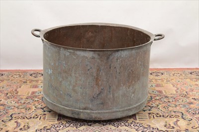 Lot 1356 - Large old copper copper with two handles, 69cm diameter x 52cm high