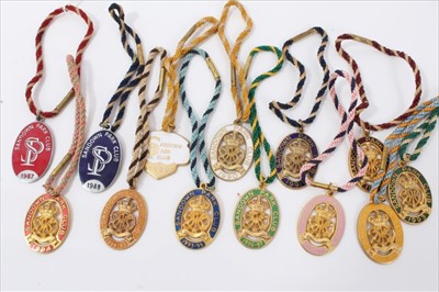 Lot 803 - Collection of enamel racing badges for Sandown Park Club spanning 1987-1999 (13 items)