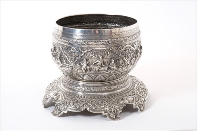 Lot 339 - Late 19th/early 20th century Burmese silver bowl and stand