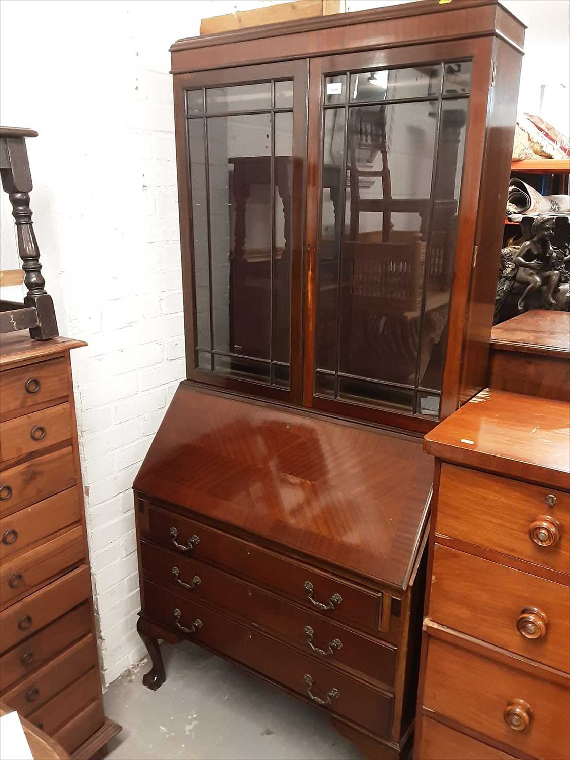 Lot 1009 Mahogany bureau bookcase