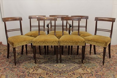 Lot 1382 - Set of seven Regency mahogany dining chairs