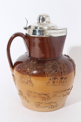 Lot 344 - 18th century silver mounted salt glazed cider jug