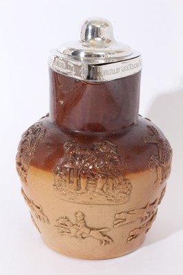 Lot 287 - 18th century silver mounted salt glazed cider jug