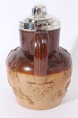 Lot 287 - 18th century silver mounted salt glazed cider jug