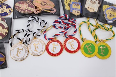 Lot 804 - Good collection of enamel racing badges comprising: Fontwell Park 2000, 2001 (x2) and 2002 (x3). Exeter 2012-2017 (6). Haldon Race Club 2003, 2008-2012. Uttoxeter 2003 (x2). Bath 2002-2003. Fakenha...