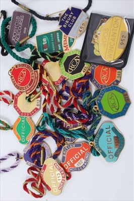 Lot 804 - Good collection of enamel racing badges comprising: Fontwell Park 2000, 2001 (x2) and 2002 (x3). Exeter 2012-2017 (6). Haldon Race Club 2003, 2008-2012. Uttoxeter 2003 (x2). Bath 2002-2003. Fakenha...