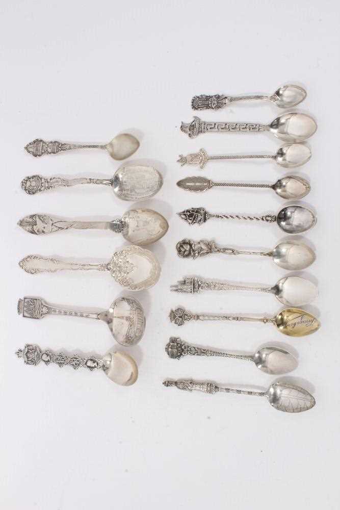 Lot 42 - Group Continental silver and white metal souvenir spoons