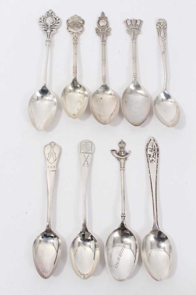 Lot 44 - Nine silver military related and other teaspoons