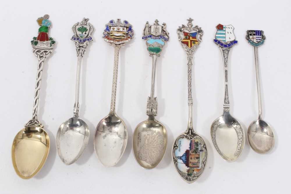 Lot 46 - Seven silver and enamel souvenir spoons