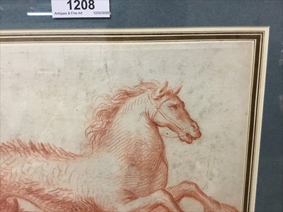 Lot 1208 - 17th century, Italian Old Master, sanguine on paper - A Hippocampus, in glazed gilt frame, 18cm x 25cm
