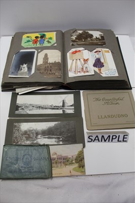 Lot 1131 - Collection of vintage postcards in album and loose, together with other ephemera