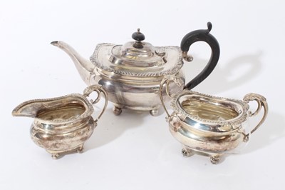 Lot 209 - silver three piece bachelor's tea set , Birmingham 1912