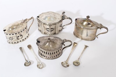 Lot 211 - Four silver mustards pots