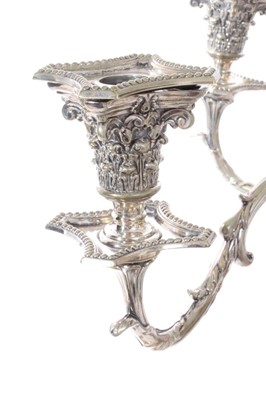 Lot 216 - Large late Victorian silver plated four branch candelabrum