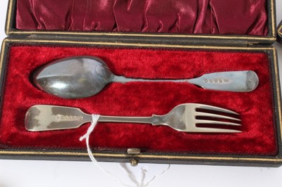 Lot 214 - Silver plated oval two-handled tray and a selection of plated flatware.
