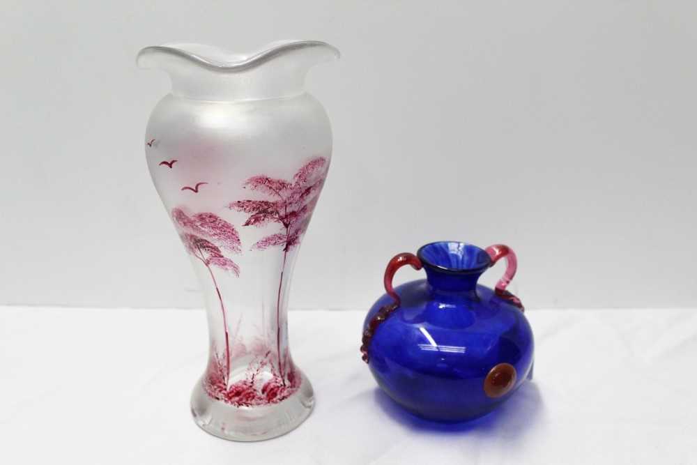 Lot 856 - Schneider glass vase and an Art Nouveau style iridescent glass vase