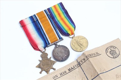 Lot 604 - First World War 1914 - 15 Star Trio Comprising 1914 - 15 Star, War and Victory medals named to 54566 DVR. B. Morters. R.E.