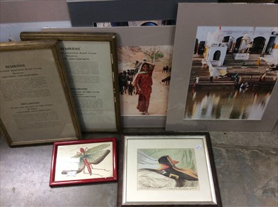 Lot 425 - Photographs of Indian scenes and people, two Russian proclamations and other pictures