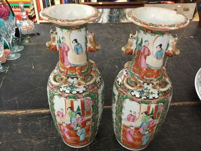 Lot 167 - Pair of 19th century Chinese canton baluster vases