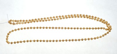 Lot 467 - Eastern yellow metal bead necklace, stamped 21C