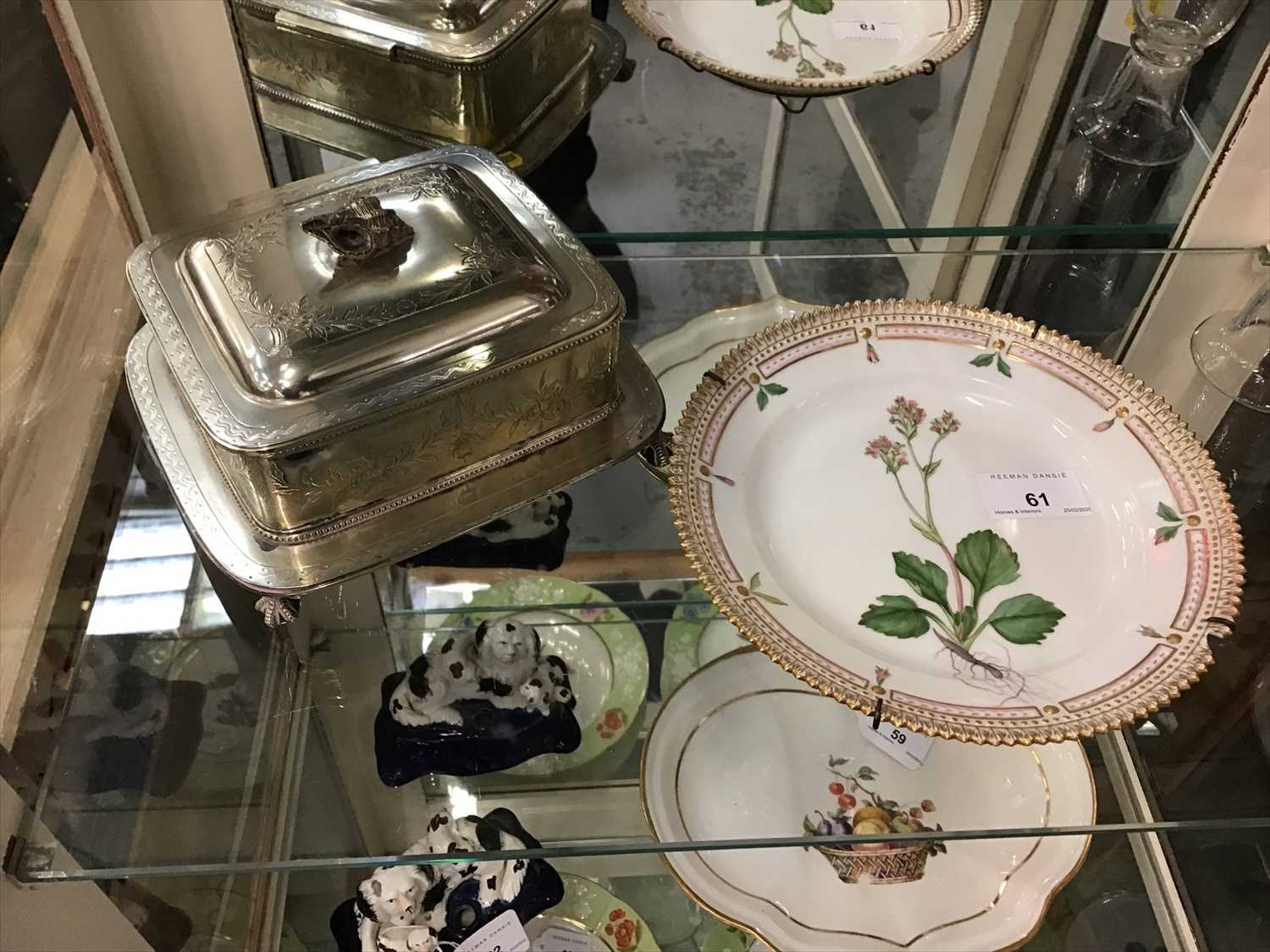 Lot 61 - Fine Royal Copenhagen dish, together with silver plated sardine box and cover