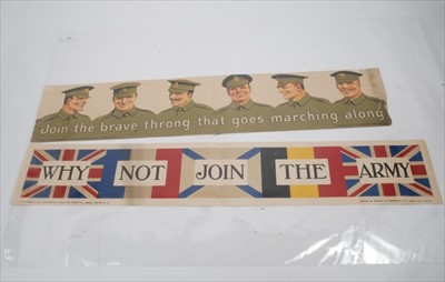 Lot 619 - First World War recruitment poster- Join the brave throng that goes marching along, published by the Parliamentary Recruiting Committee, London, poster no. 118, printed by Beck & Inchbold Ltd, Leed...