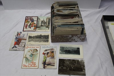 Lot 1060 - Postcards loose in box including GB topography, Military, Social History, Comic, Real Photographic, selection of early undivided backs etc.