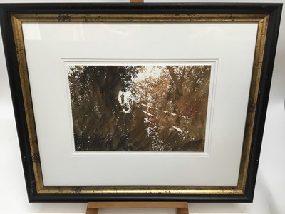 Lot 56 - Jeremy Houghton, contemporary, watercolour - figure in landscape, signed and dated '09, in glazed gilt and ebonised frame