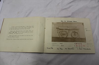 Lot 1067 - Coffin and Mortuary Hand Biers. An usual 1930s manufacturers catalogue by Robert Parker & Son, Hastings. Catalogue contains photographs of the various carriages with descriptions and prices. Als...