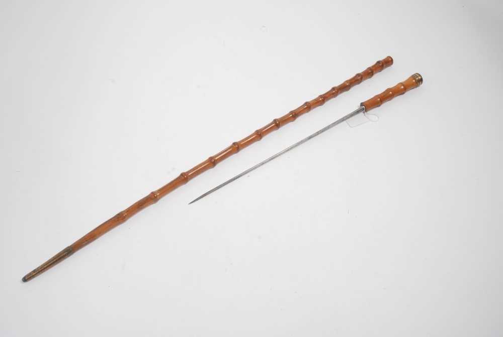 Lot 771 - 19th century bamboo dagger stick with hollow