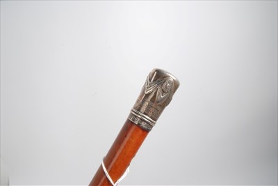 Lot 630 - Good Quality silver mounted malacca walking cane by Brigg, engraved "Presented to SERGT. Major G.R. Moody Xmas 1914" (London 1913) 93cm in overall length