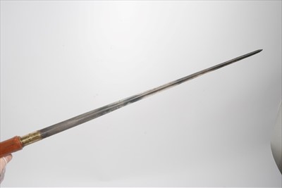 Lot 773 - 19th century bamboo sword stick with hollow ground blade, brass collar engraved ' Col.St.George Caulfield'