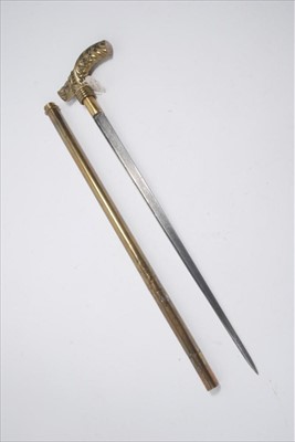 Lot 774 - 19th century French brass dagger stick with converted Gras bayonet blade