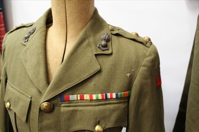 Lot 632 - Second World War Royal Engineers Lieutenants Uniform, comprising service dress jacket with regimental buttons and mounted medal ribbons, with label to interior 13/10/41 P. P. Nicholls Esq. together...