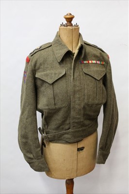 Lot 633 - Second World War Royal Engineers Lieutenants Battle blouse with mounted medal ribbons and regimental insignia, together with battle dress trousers stamped Jan. 1945 (2)