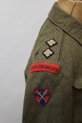 Lot 633 - Second World War Royal Engineers Lieutenants Battle blouse with mounted medal ribbons and regimental insignia, together with battle dress trousers stamped Jan. 1945 (2)