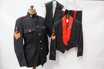 Lot 635 - 1950s Royal Ordnance Corps Sergents No. 1 dress jacket and trousers by M & N Horne Ltd, together with mess dress jacket, waistcoat and trousers (5)