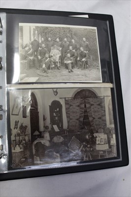 Lot 1073 - Military Postcards and Photographs collection of 11th Hussars in album. Individual portraits, mounted officers and group photographs.