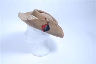 Lot 646 - Second World War British Army Bush / Slouch Hat, with leather head band and Royal Artillery badge