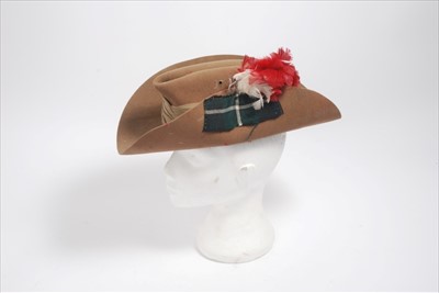 Lot 648 - 1950s British Army Bush / Slouch Hat, with leather head band stamped F.J.E. Ltd, Atherstone, 1959 and Tartan badge