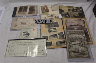 Lot 1076 - Edwardian Mixed ephemera relating to transport including shipping White Star line